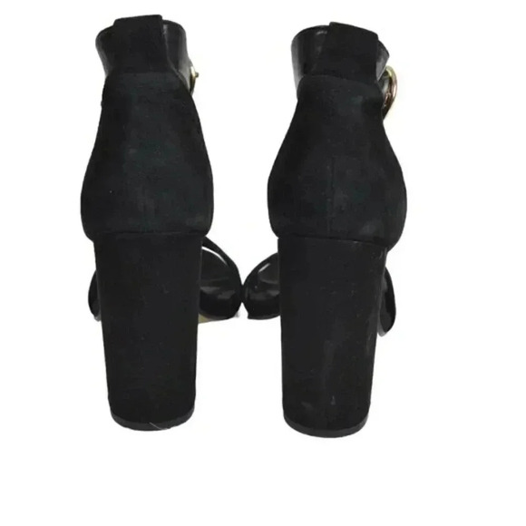 Aldo  Suede Ankle Strap Block Heel Black Strappy Sandal Open Toe Size 7.5 - Picture 7 of 11